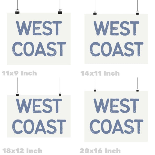 Landscape Coastal Blue West Coast Retro Typography Wall Art