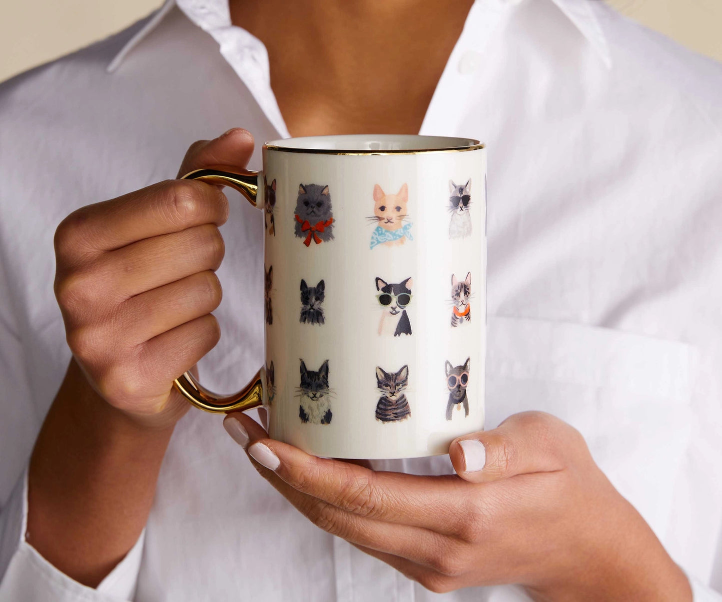 Rifle Paper Co. Gold Handled Mug | Cool Cats