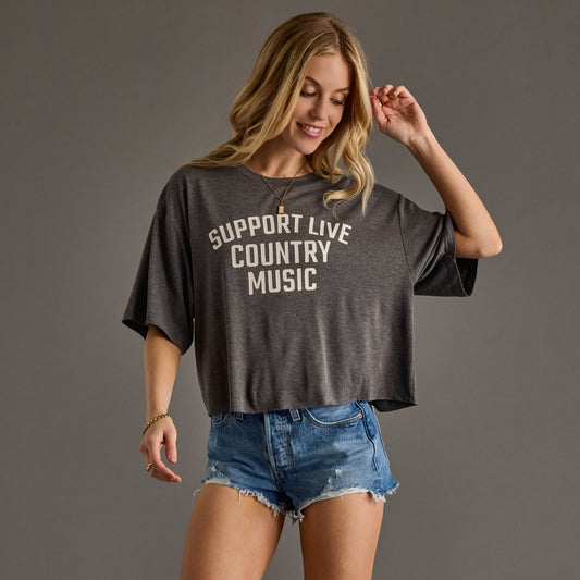 Support Live Country Music Cropped Tee
