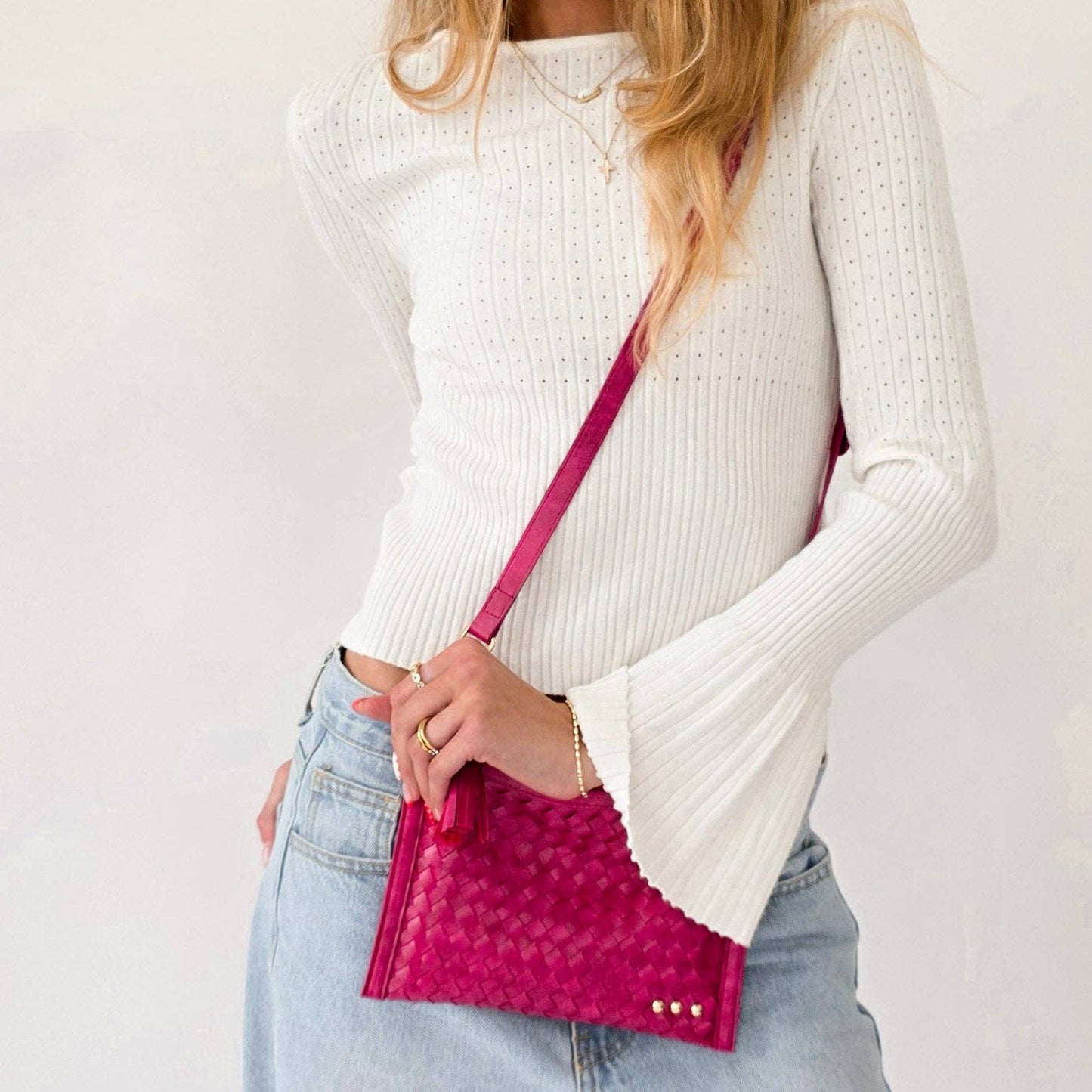 Veda Woven Crossbody and Clutch Bag