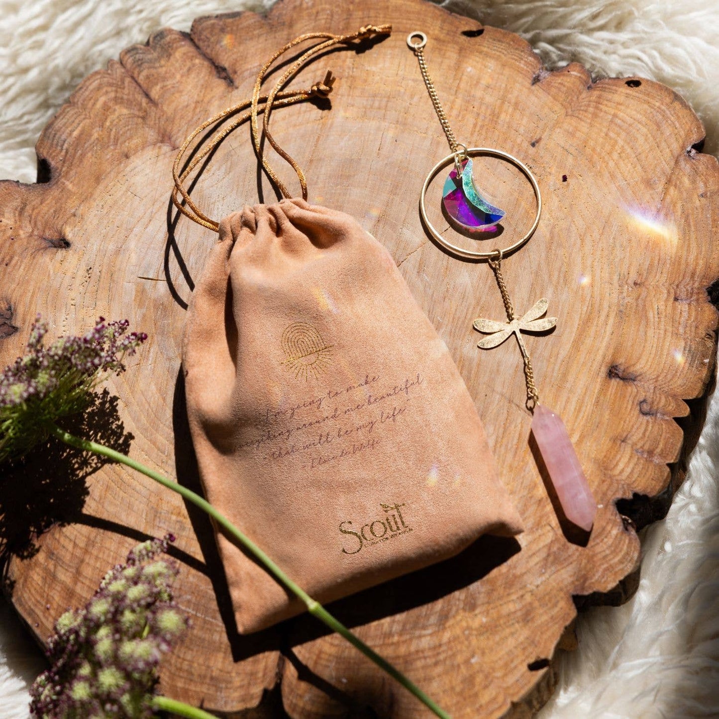 Stone Suncatcher - Hummingbird/Rainbow Stone