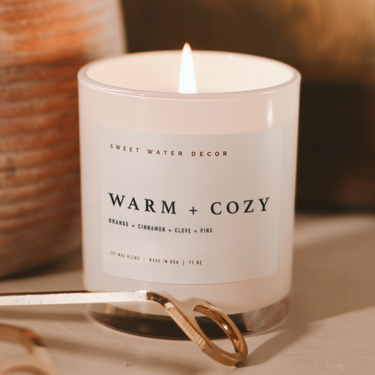 Sweet Water Decor - Warm and Cozy 11 oz Soy Candle - Christmas Decor & Gifts