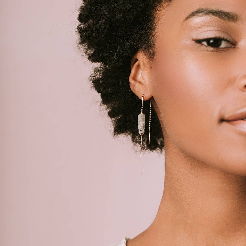 Scout Curated Wears - Rectangle Stone Earring - Lapis/Black/Silver