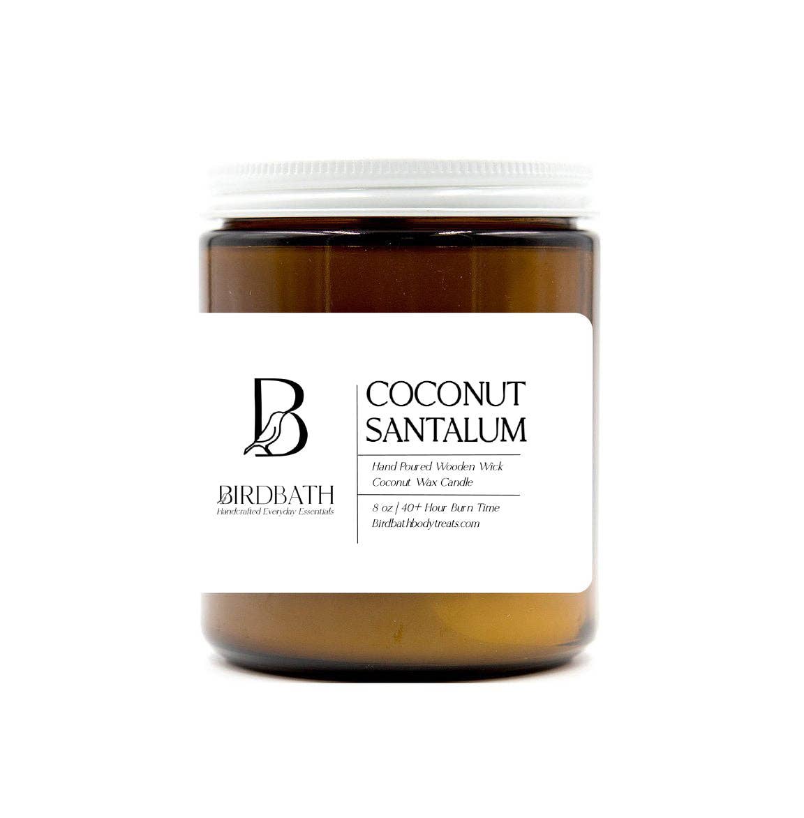 Coconut Santalum Coconut Wax Candle With Wooden Wick- 8 oz