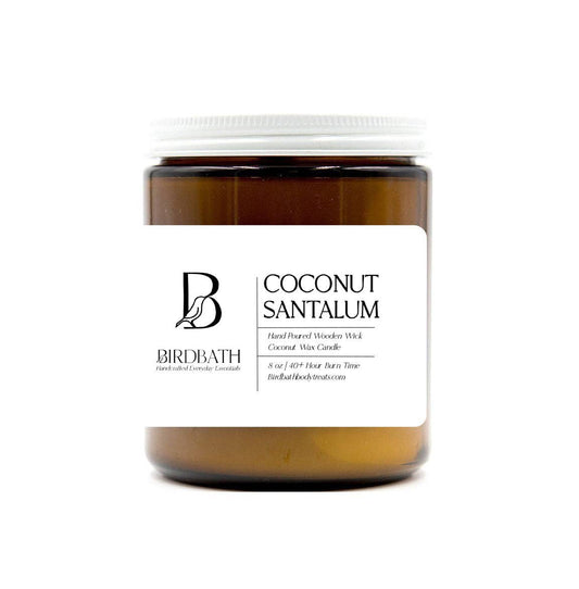 Coconut Santalum Coconut Wax Candle With Wooden Wick- 8 oz