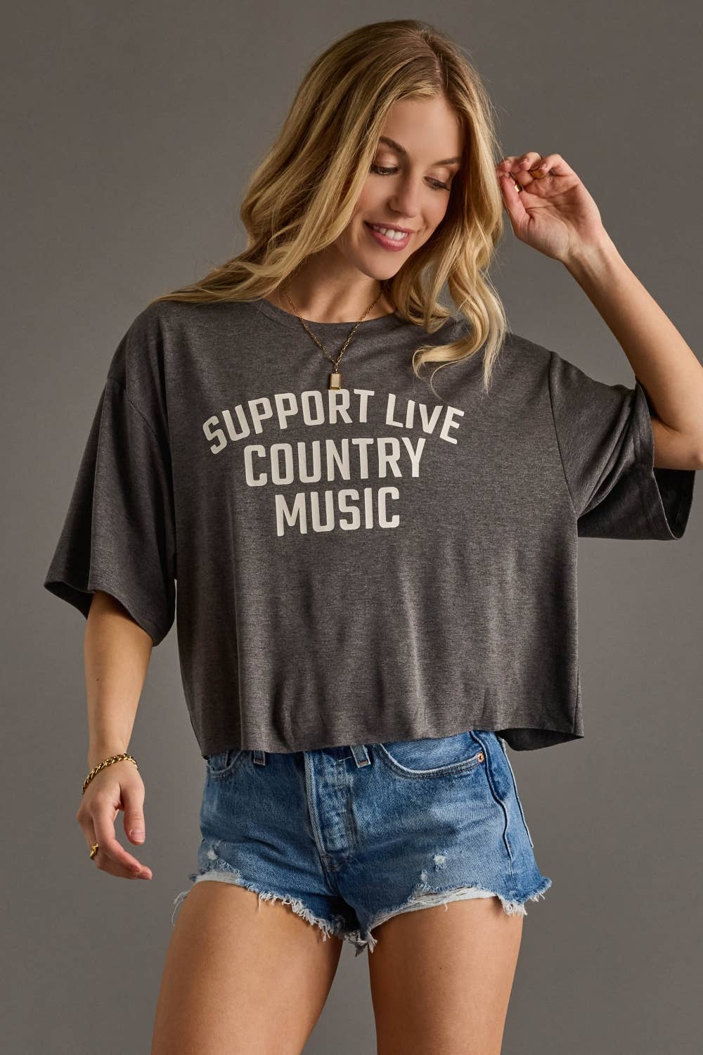 Support Live Country Music Cropped Tee