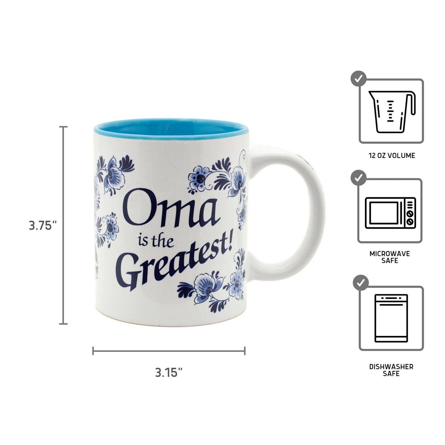 Oma is the Greatest German Blue Ceramic Coffee Mug