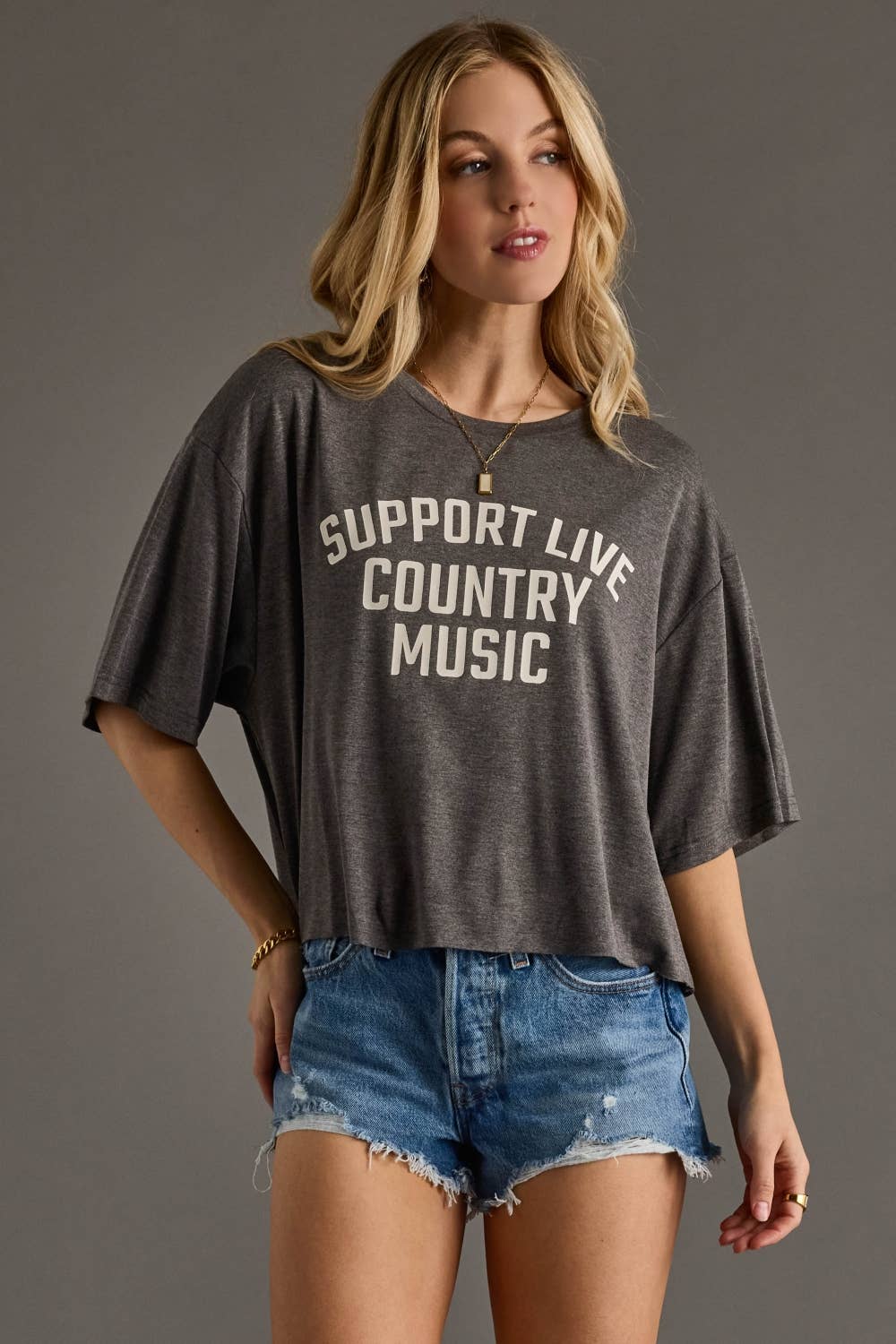 Support Live Country Music Cropped Tee
