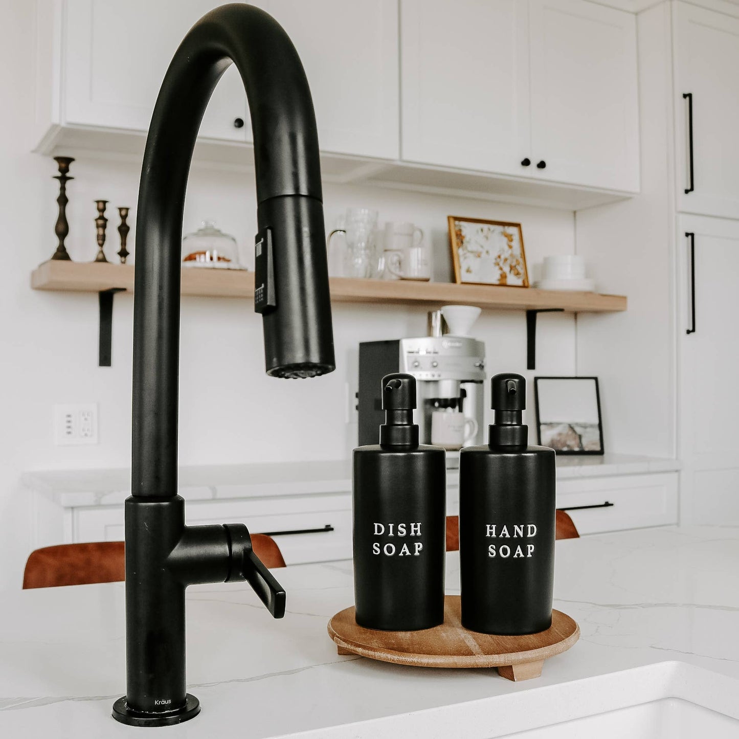 15oz Black Stoneware Hand Soap Dispenser- Home Decor & Gifts
