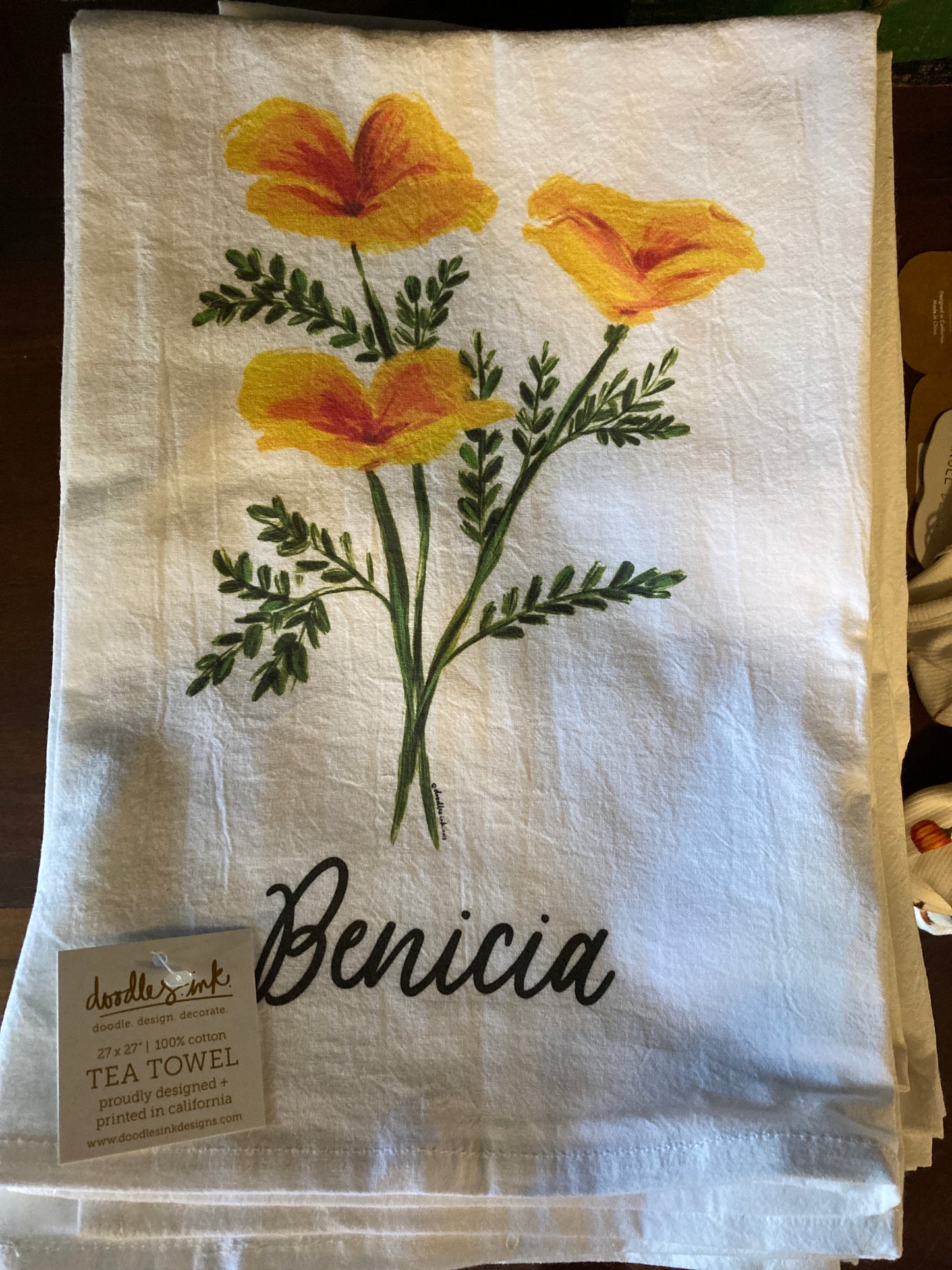Golden Poppies Tea Towel-Benicia
