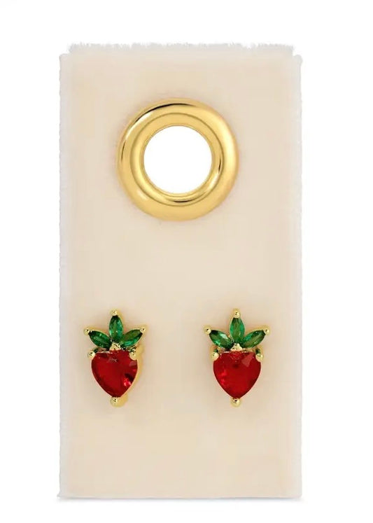 Strawberry Studs on Velvet | Earrings
