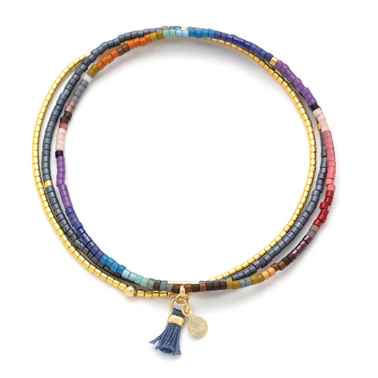 Scout Curated Wears - Chromacolor Miyuki Bracelet Trio - Dark Multi/Gold