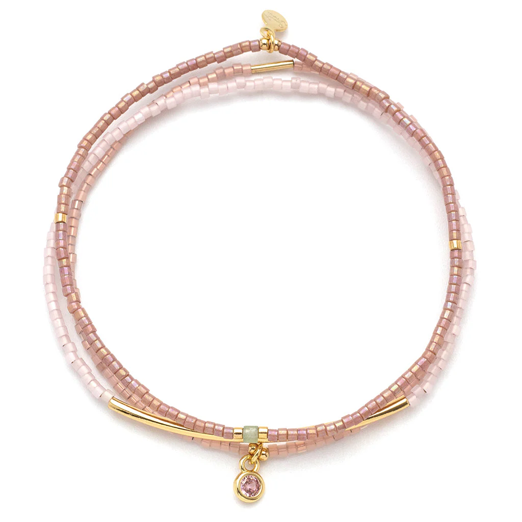 Scout Curated Wears - Tonal Chromacolor Miyuki Bracelet Trio - Blush/Gold