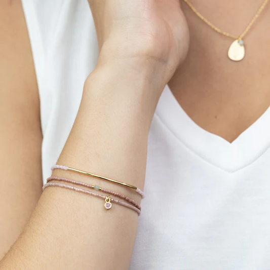Scout Curated Wears - Tonal Chromacolor Miyuki Bracelet Trio - Blush/Gold