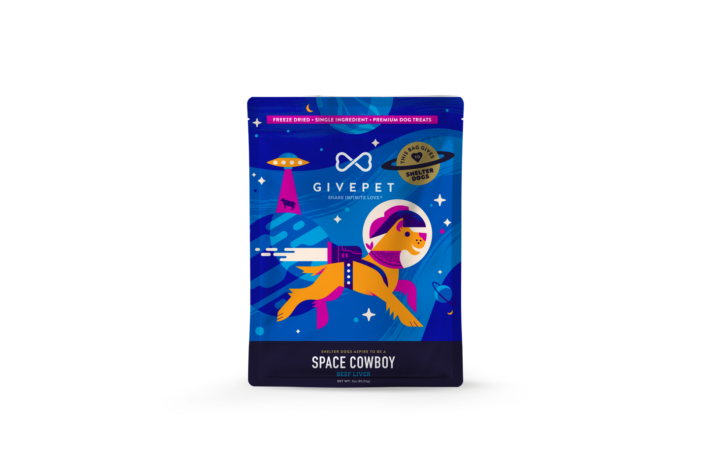 Givepet Space Cowboy Freeze-Dried Dog Treats- 3oz Bag