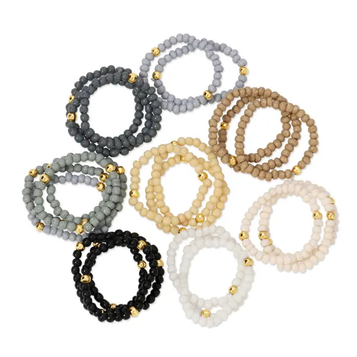Stretch Seed Bead Rings | Neutrals | 2mm