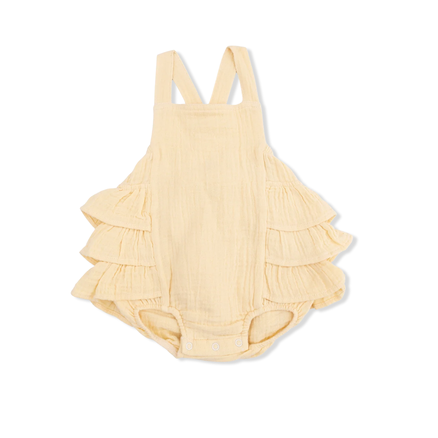 Solid Muslin Italian Straw - Ruffle Sunsuit