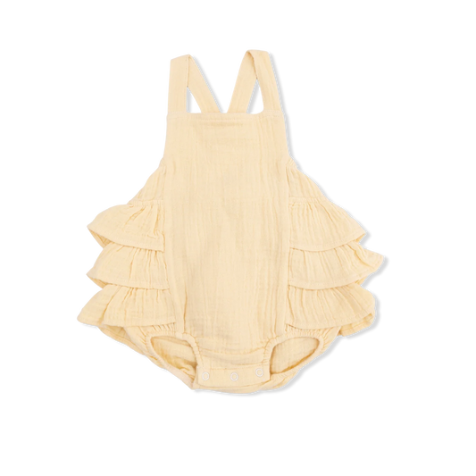 Solid Muslin Italian Straw - Ruffle Sunsuit