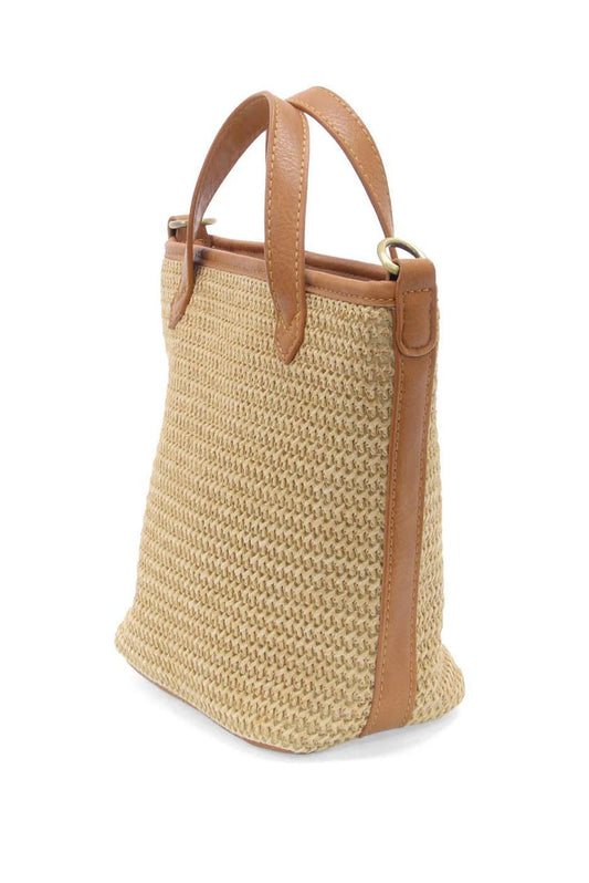 Natural Straw Mini Bucket Crossbody