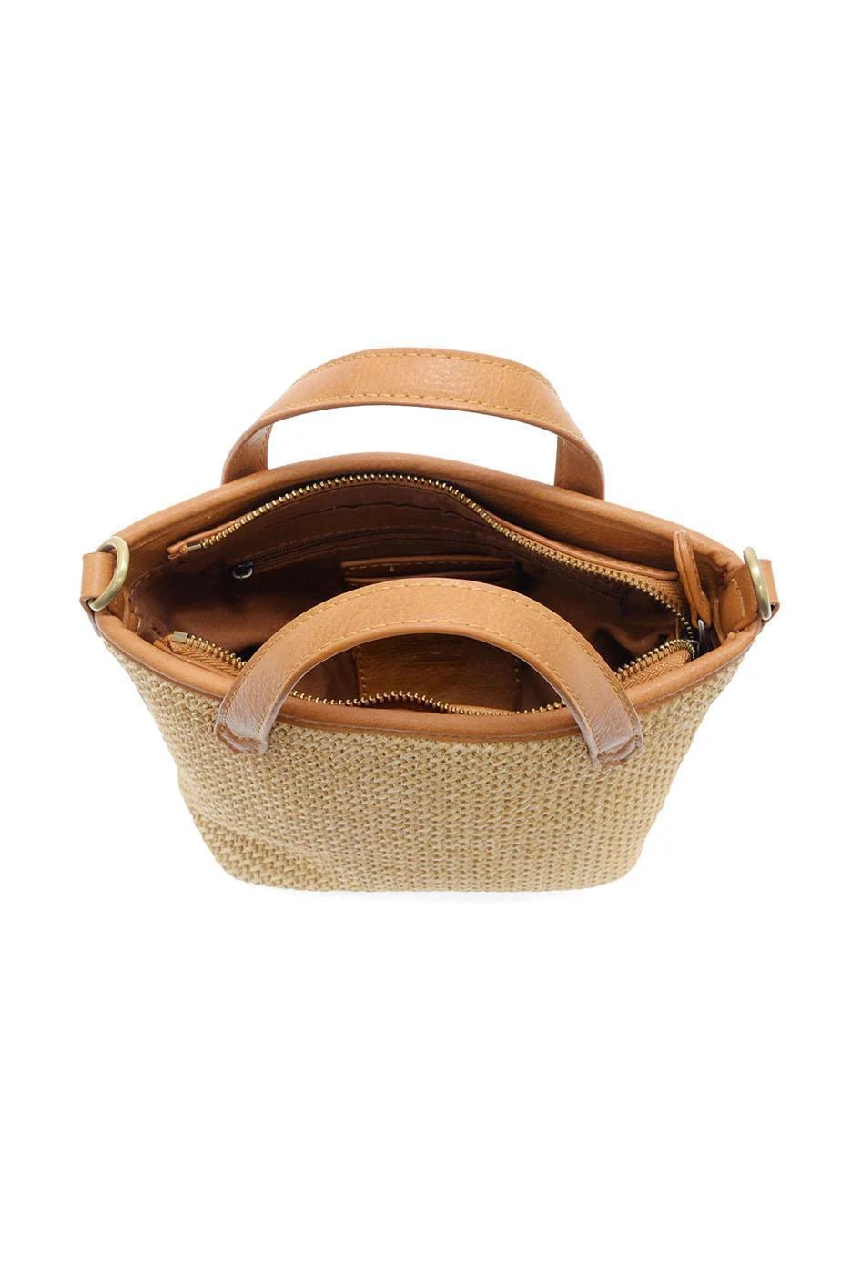 Natural Straw Mini Bucket Crossbody