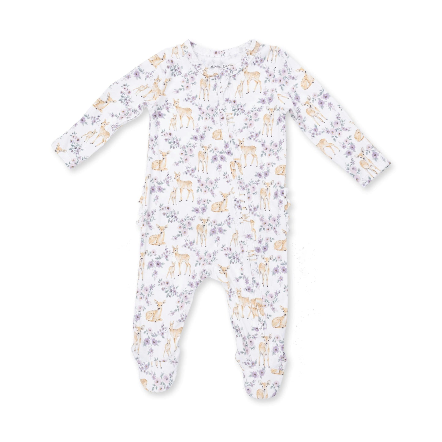 Floral Deer - 2-Way Ruffle Back Zipper Footie