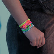 Hair Tie Bracelets - Glow - Neon with Silver Accents