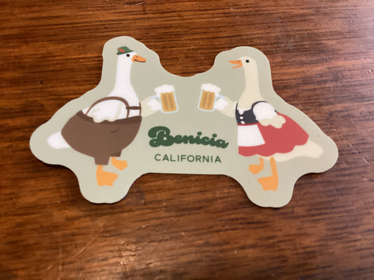 Two Geese w Beer Steins Sticker