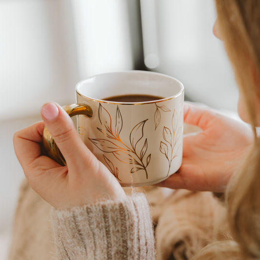 Gold Leaves Coffee Mug - Fall Decor & Gifts