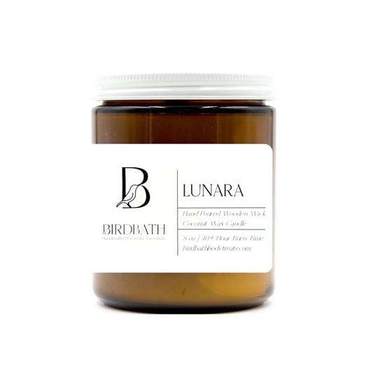 Lunara Coconut Wax Candle With Wooden Wick- 8 oz